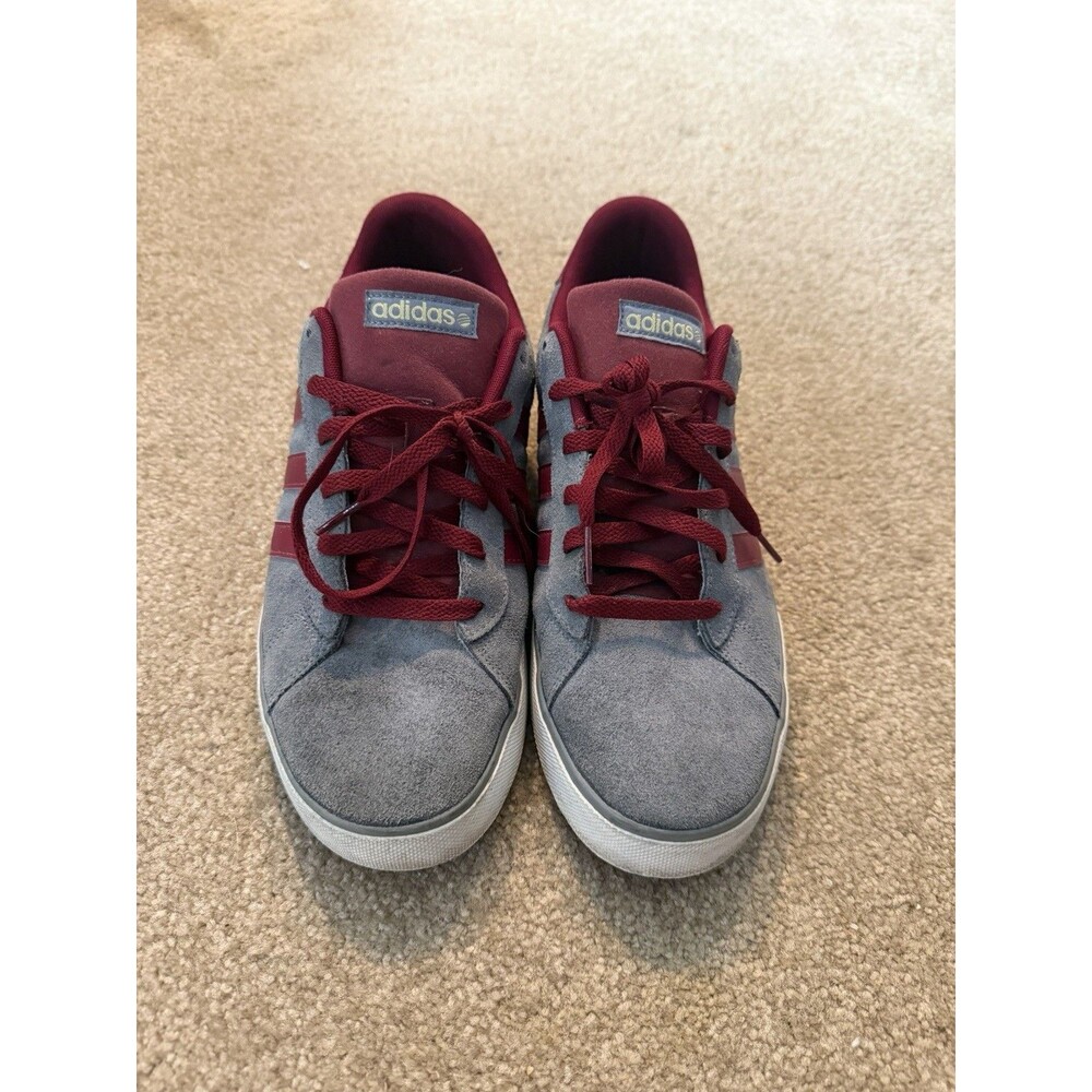 Mens Adidas Neo Fit Gray W/ Maroon Stripes Size 10 1/2